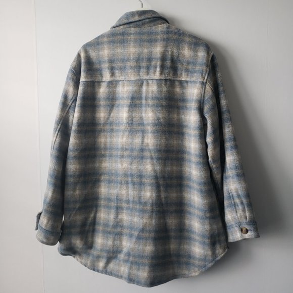 American Eagle Brushed Plaid Shacket Jacket size L - Picture 2 of 7